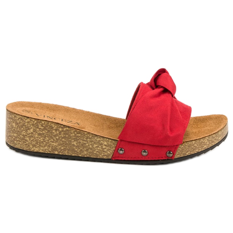 VINCEZA suede slippers red