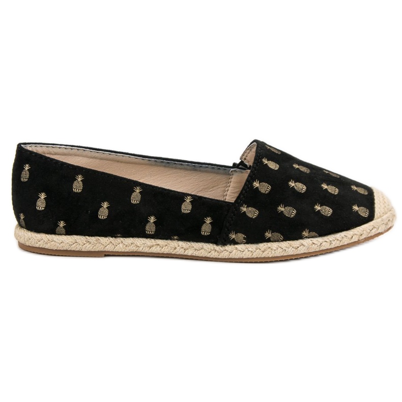 Lucky Shoes Black Espadrilles In Pineapples