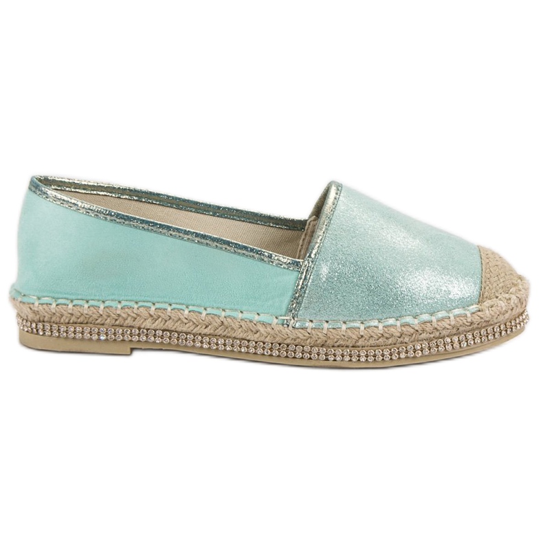 Lucky Shoes Mint Espadrilles With Crystals green