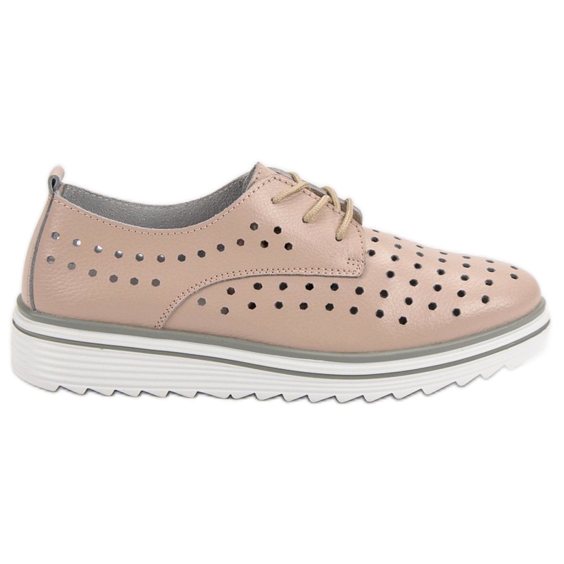 Kylie Leather Openwork Shoes beige