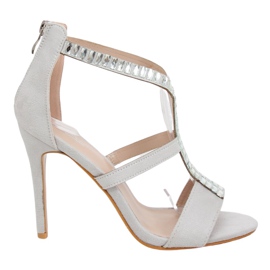 Gray sandals on a high heel B-60 Gray grey