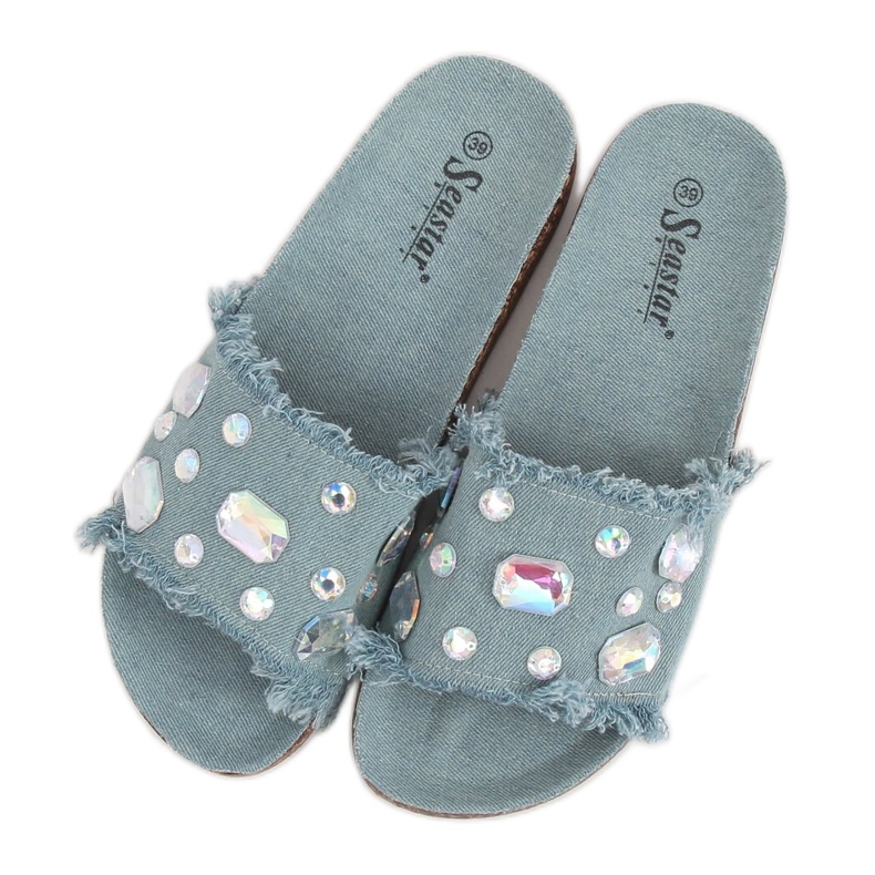 Blue denim slippers CK100 LT.BLUE multicolored Blue denim slippers CK100 LT.BLUE multicolored
