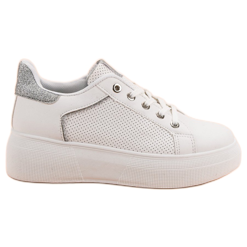 Sport Shoes With Glitter white