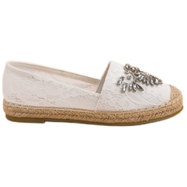 Bestelle Lace Espadrilles With Ornaments white