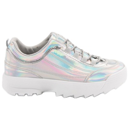 Holo Silver Lacquered Sneakers grey