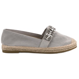 Bestelle Suede Espadrilles With Crystals grey