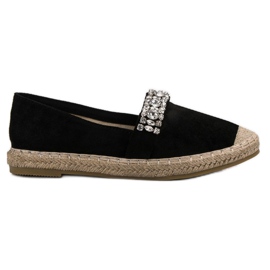 Bestelle Suede Espadrilles With Crystals black