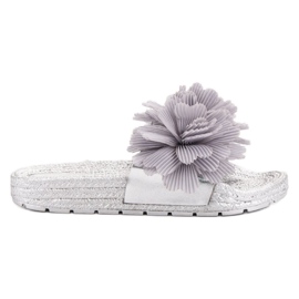 Seastar Gray Slippers With Flowers grey