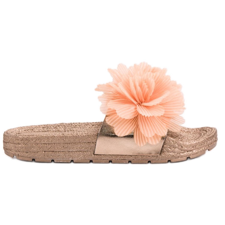 Seastar Orange Slippers With Flowers yellow