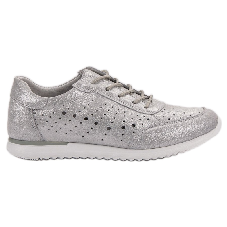 Kylie Silver Leather Shoes grey