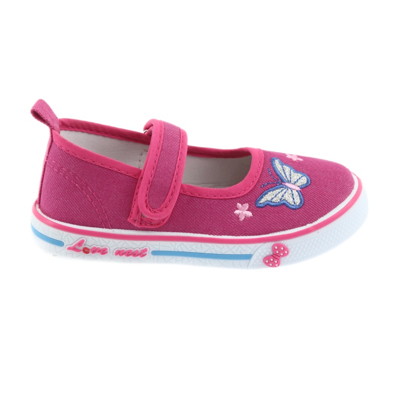 Atletico pink ballerinas sneakers, leather insert blue