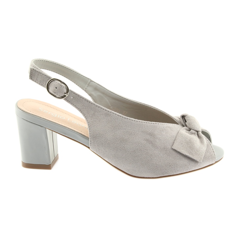 Sergio Leone Women's suede sandals with an 801 gray bow grey Sergio Leone Women's suede sandals with an 801 gray bow grey