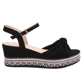 Black sandals on a wedge heel B126 Black