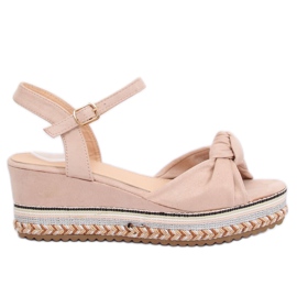Beige sandals on a wedge heel B126 Beige