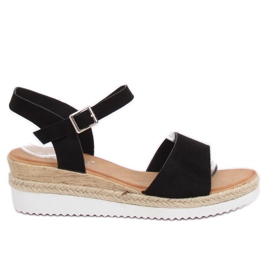 Black sandals on a low wedge heel 7868-KL Black