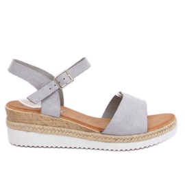 Gray sandals on a low wedge heel 7868-KL Gray grey