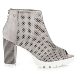 Vices Openwork Open Toe Boots grey