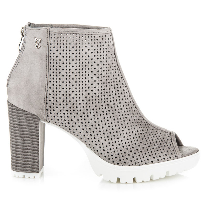 Vices Openwork Open Toe Boots grey