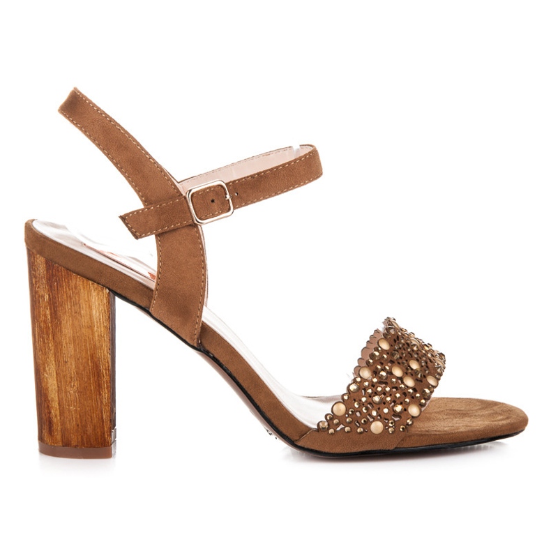 Beauty Girl'S Openwork Sandals On High Heels brown