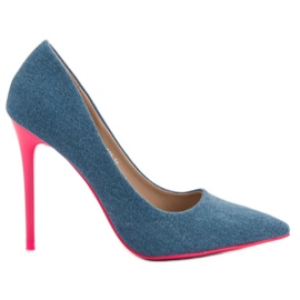 Small Swan Denim high heels blue