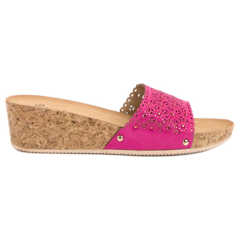 Primavera Slippers On A Cork Wedge pink