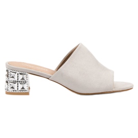 Lucky Shoes Suede high-heeled sandals grey