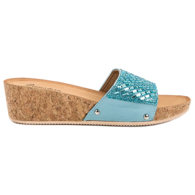 Primavera Blue Wedge Slippers