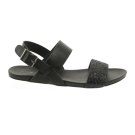 Comfortable black Filippo 685 sandals with glitter