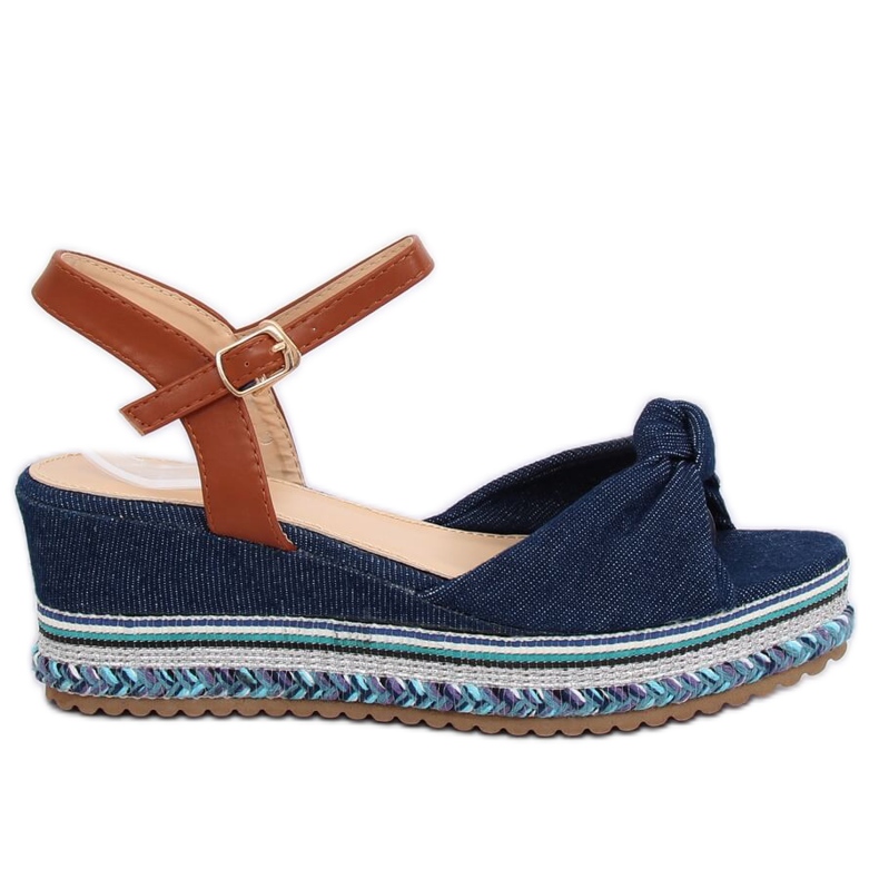 Sandals on a wedge heel navy blue B165 Navy