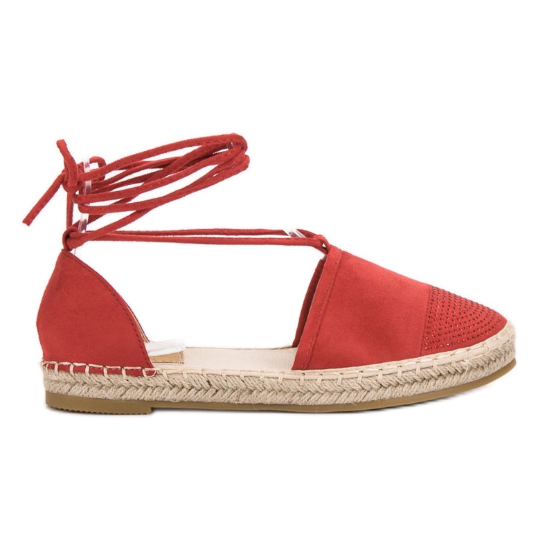 Seastar Tied Espadrilles With Crystals red