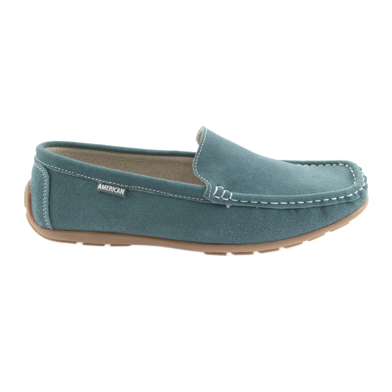 American Club Women's loafers, denim blue leather American Club Women's loafers, denim blue leather