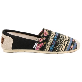 Lady Fashion Slip On Boho Sneakers black multicolored