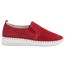 Filippo Leather Slip On Sneakers red