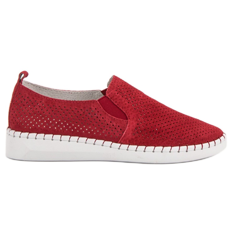 Filippo Leather Slip On Sneakers red