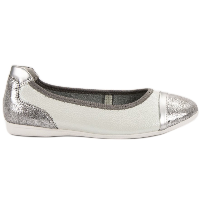 Filippo Leather Ballerinas With Glitter white