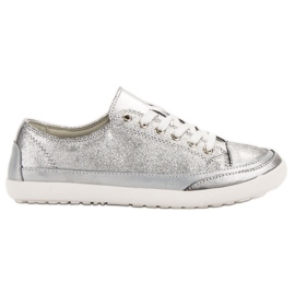 Filippo Silver Leather Sneakers grey Filippo Silver Leather Sneakers grey