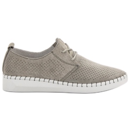 Openwork leather shoes grey