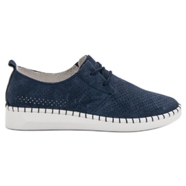 Openwork leather shoes blue