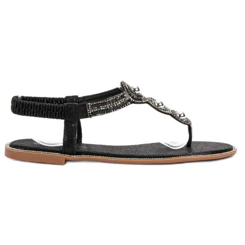 SHELOVET Black Sandals With Ornaments SHELOVET Black Sandals With Ornaments