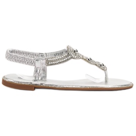 SHELOVET Silver Sandals With Ornaments grey