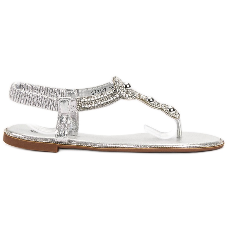 SHELOVET Silver Sandals With Ornaments grey