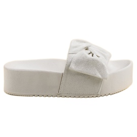 Queen Vivi Suede Slippers On The Platform white