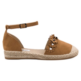 Best Shoes Camel Espadrilles With Flowers brown