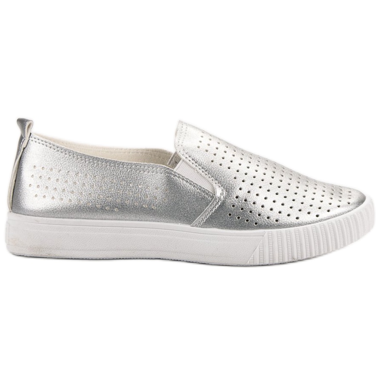 SHELOVET Openwork Slipons grey