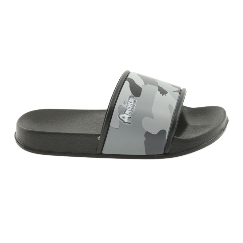 American Club gray profiled camo slippers black grey
