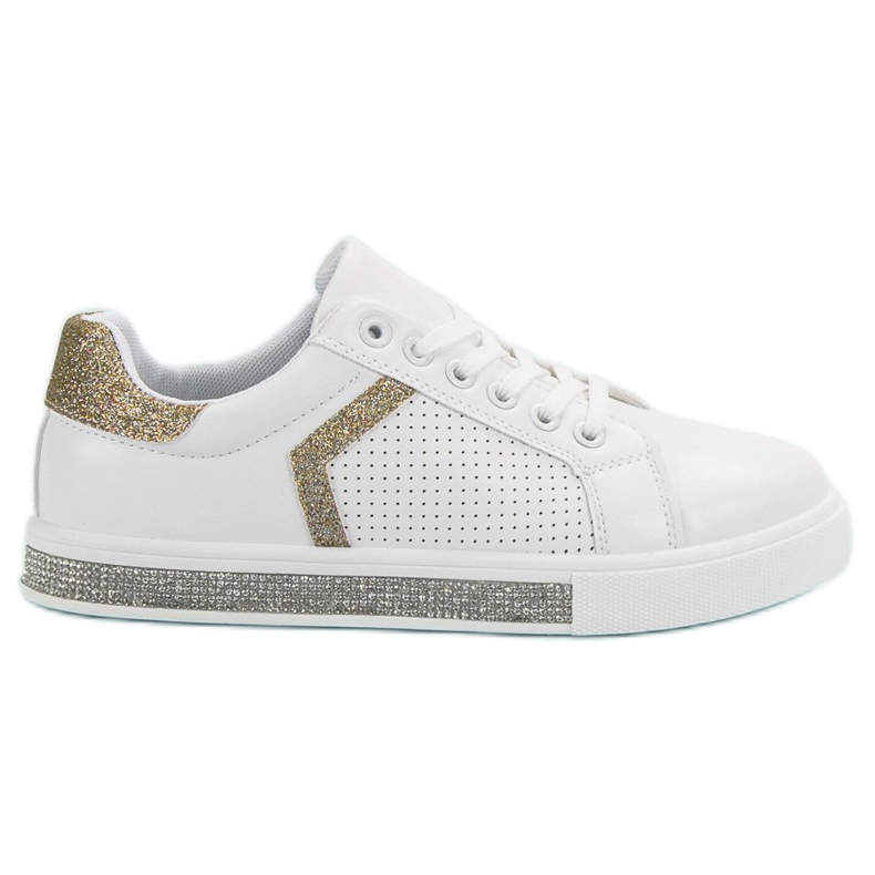 Ideal Shoes Sport Shoes With Cubic Zirconia white
