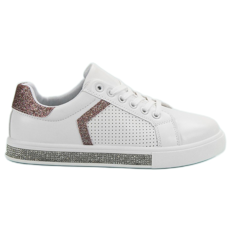 Ideal Shoes Sport Shoes With Cubic Zirconia white