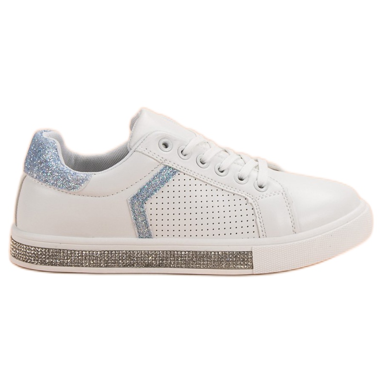 Ideal Shoes Sport Shoes With Cubic Zirconia white