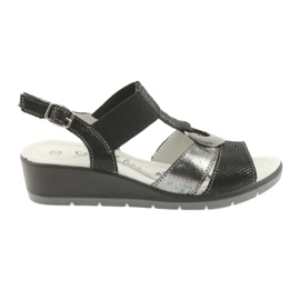 Filippo Comfortable leather wedge sandals black grey Filippo Comfortable leather wedge sandals black grey