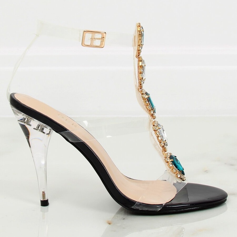 Black sandals on a high heel KSL701 Black